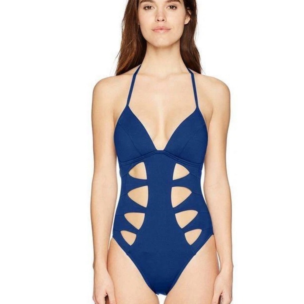 Kenneth Cole Navy Cutout One-Piece Swimsuit